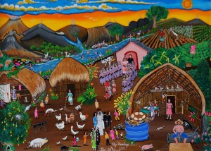 Boda, pintura primitivista de Olga Maradiaga.LAPRENSA/ARNULFOAGÜERO
